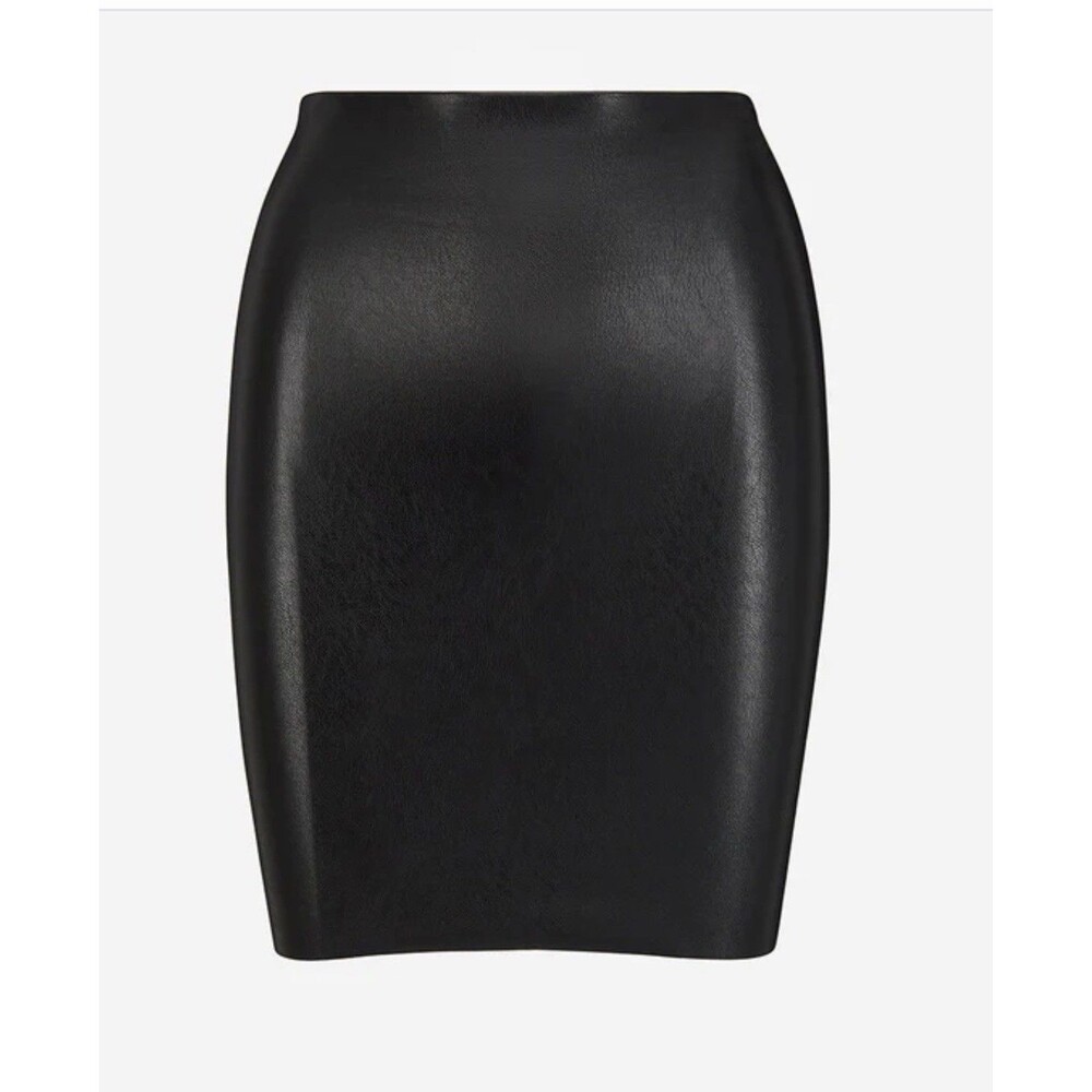 Commando Faux Leather Mini Skirt Black XL Smoothing Pull On Stretch NWT